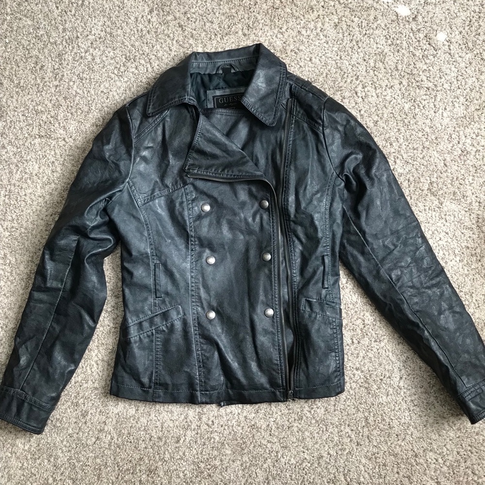 Guess double breasted leather jacket